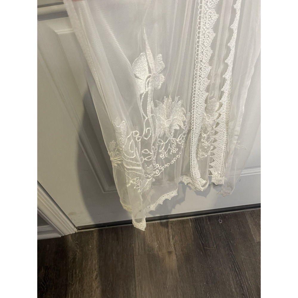Primark Women's Large Long White Embroidered Lace Sheer Kimono Robe Swim Coverup - Picture 5 of 15